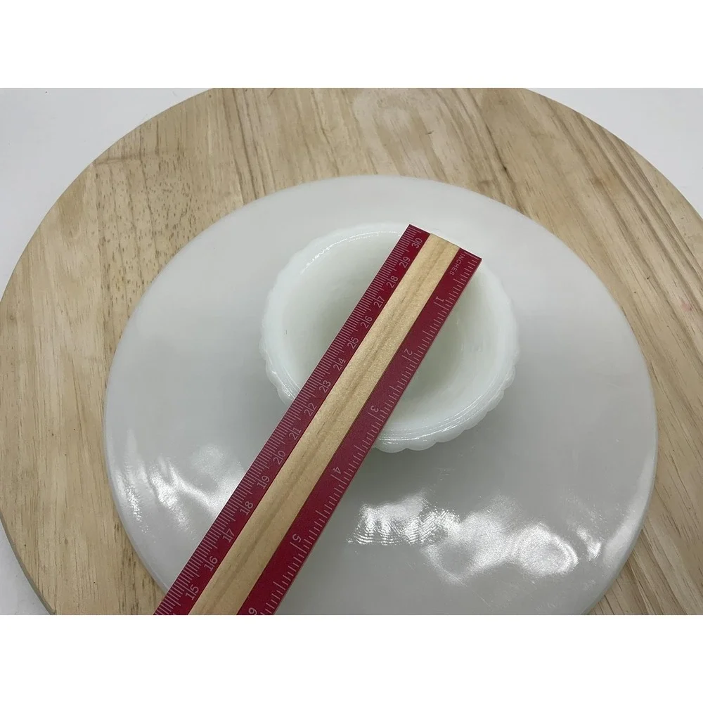 Vintage Milk Glass Cake Stand White 10 Inch Sunburst Scalloped Pedestal‎ Platter